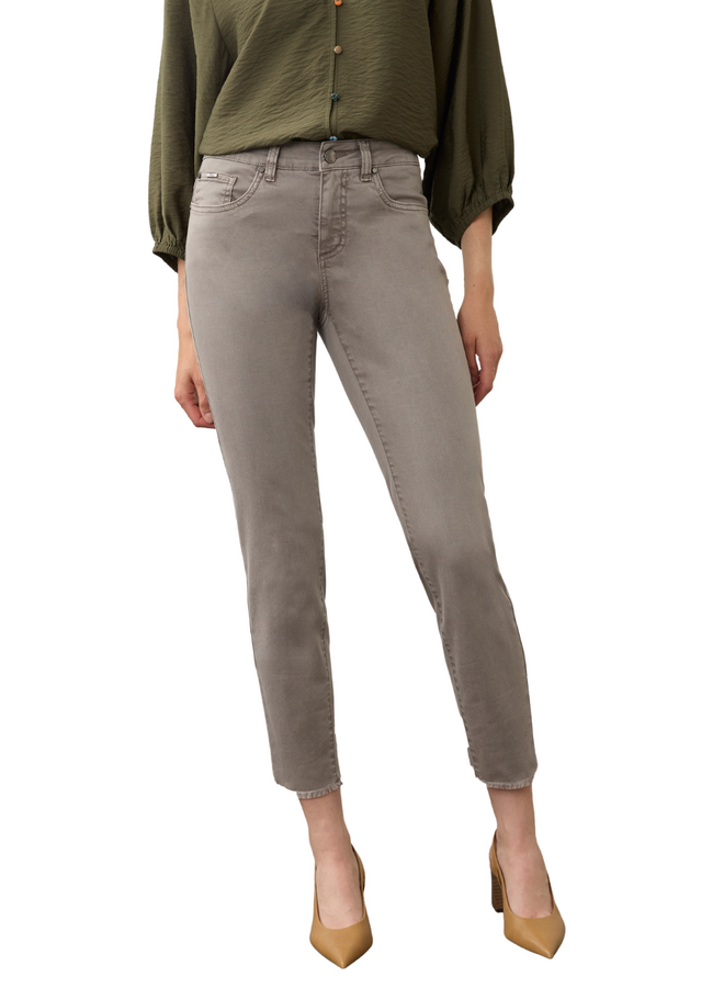 French Dressing Olivia Fringed Slim Ankle Jean in Stone Grey