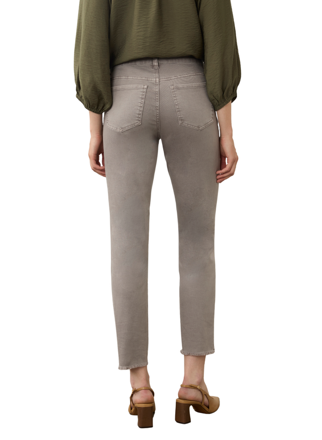 French Dressing Olivia Fringed Slim Ankle Jean in Stone Grey