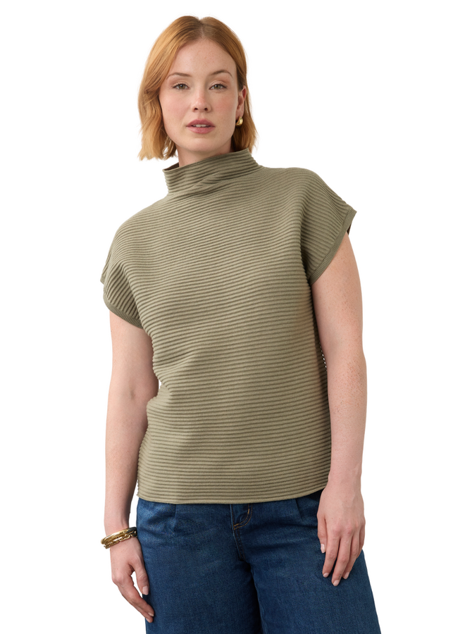 French Dressing Ottoman Sweater Top in Olive
