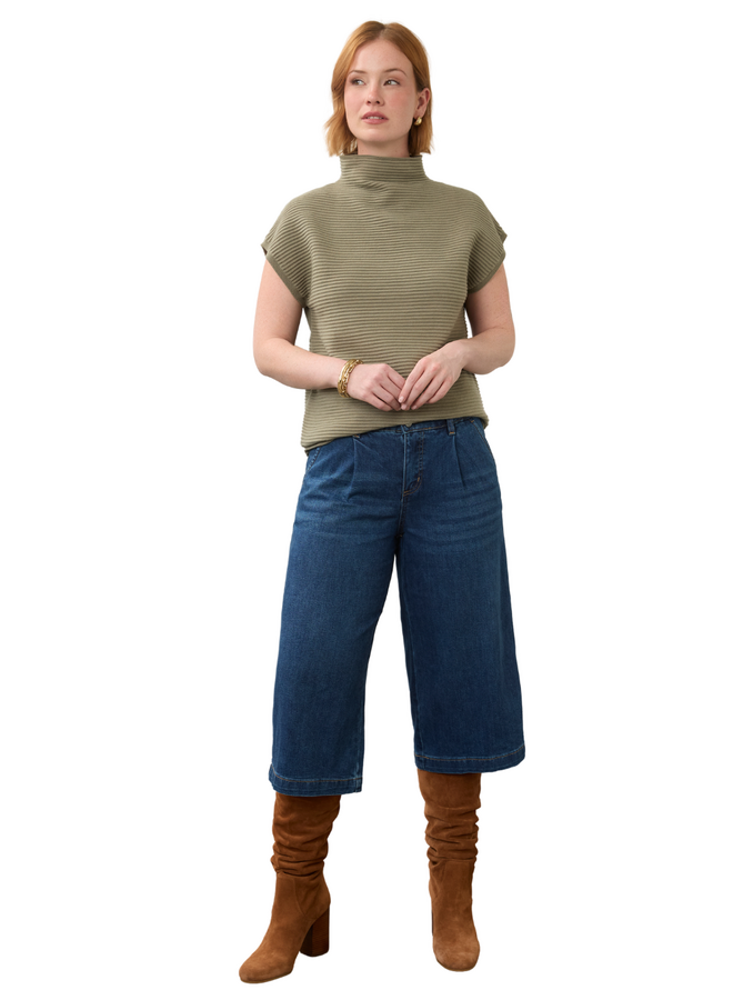 French Dressing Ottoman Sweater Top in Olive