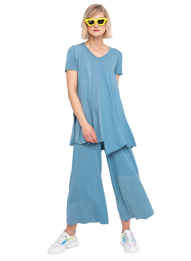 Ozai Resort Asymmetrical Tunic Top In Azure