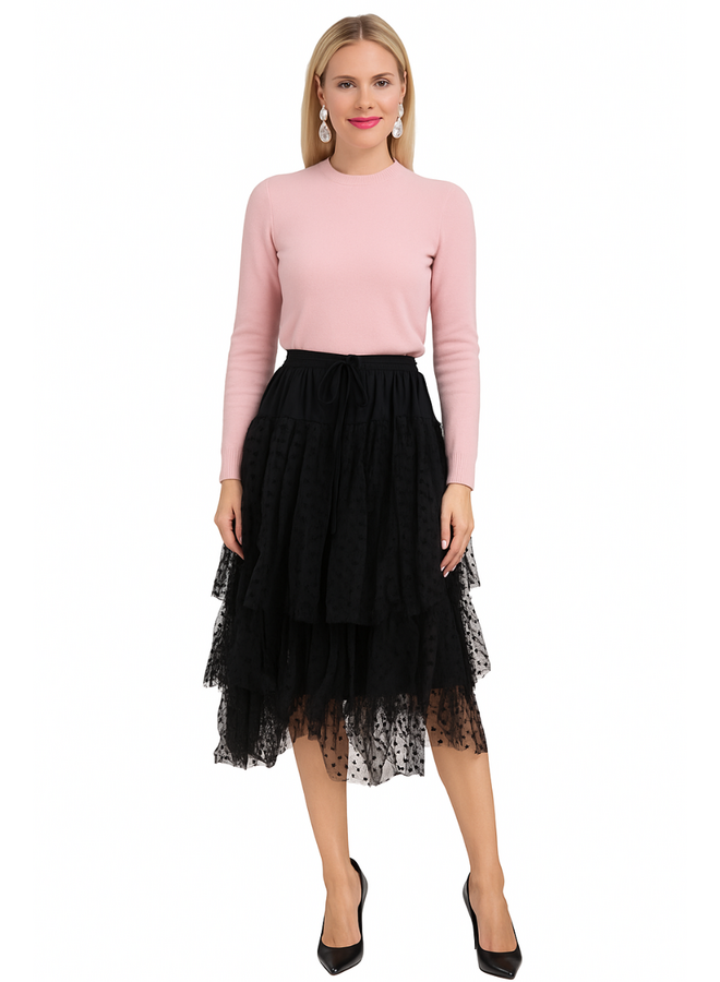 Cheyenne Tulle Dot Skirt in Black