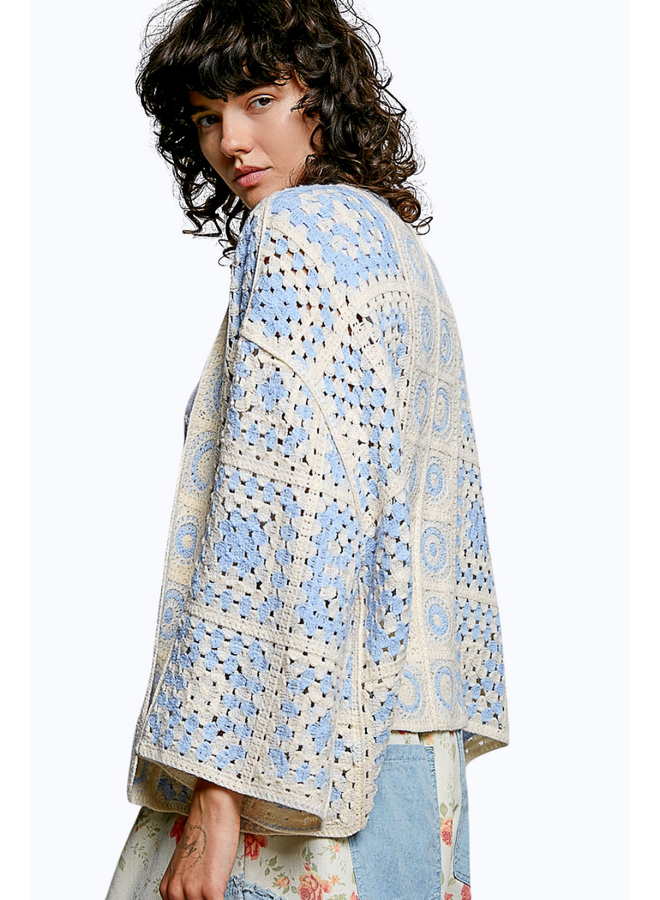 Blue Crochet Cardigan