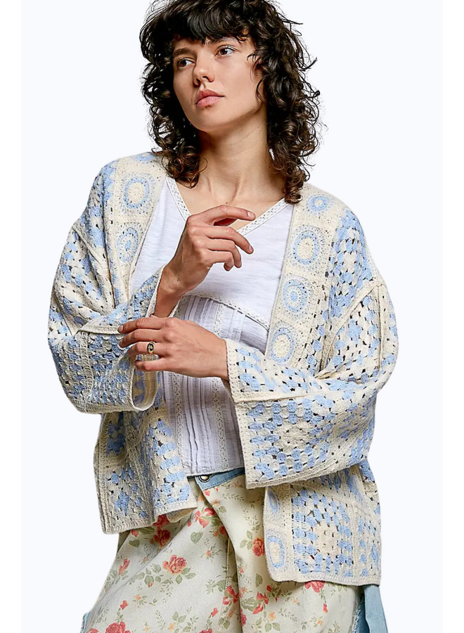 Blue Crochet Cardigan