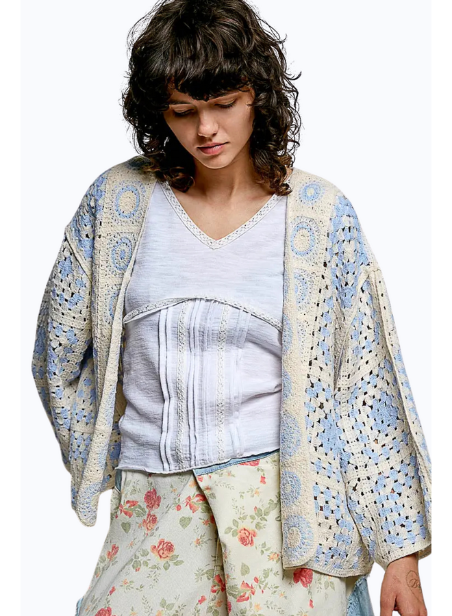 Blue Crochet Cardigan