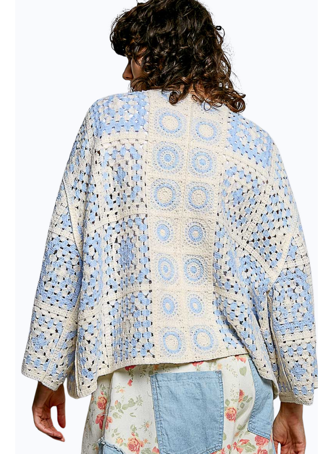Blue Crochet Cardigan
