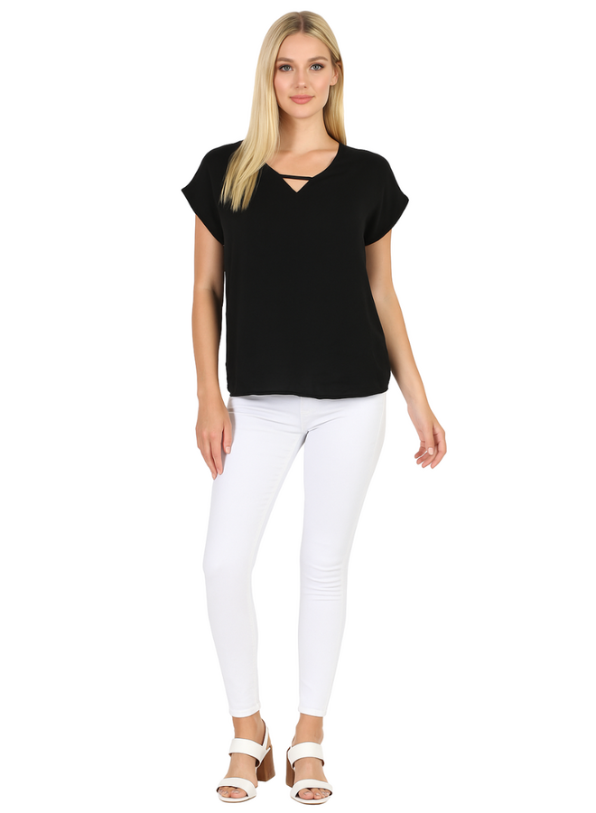 Renuar Soft Double Front Top in Black
