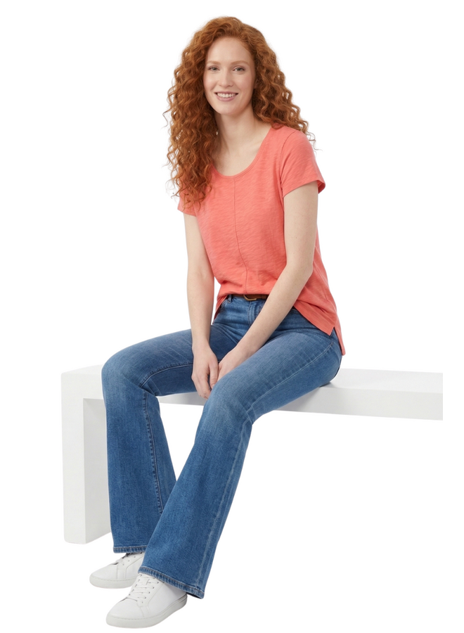 Habitat Coverstitch Tee in Coral