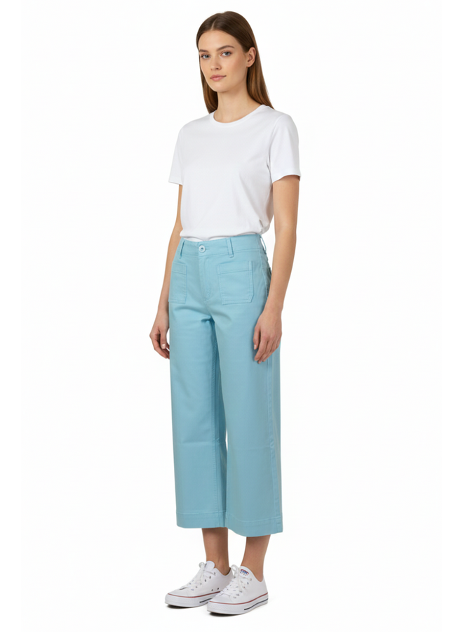 Renuar Crop Wide Leg Pant In Capri Blue