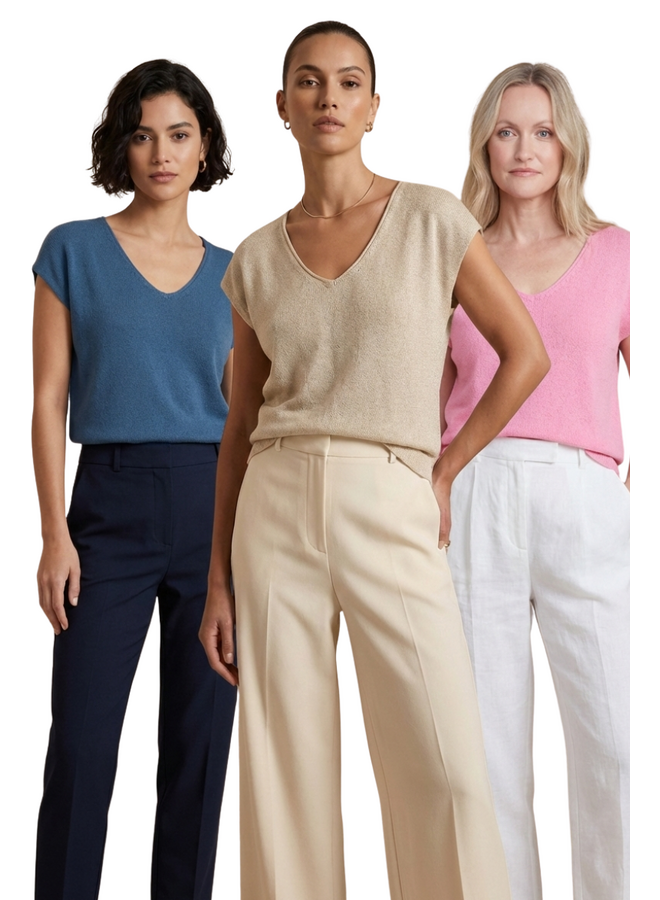 Renuar Easy V-Neck Knit Top in Two Colors