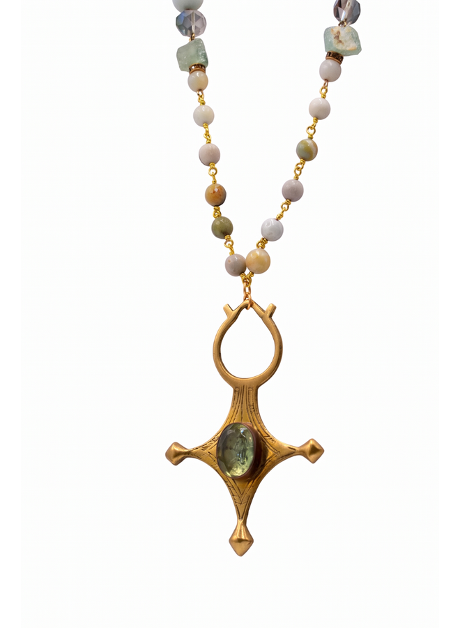 African Cross and Amazonite Necklace