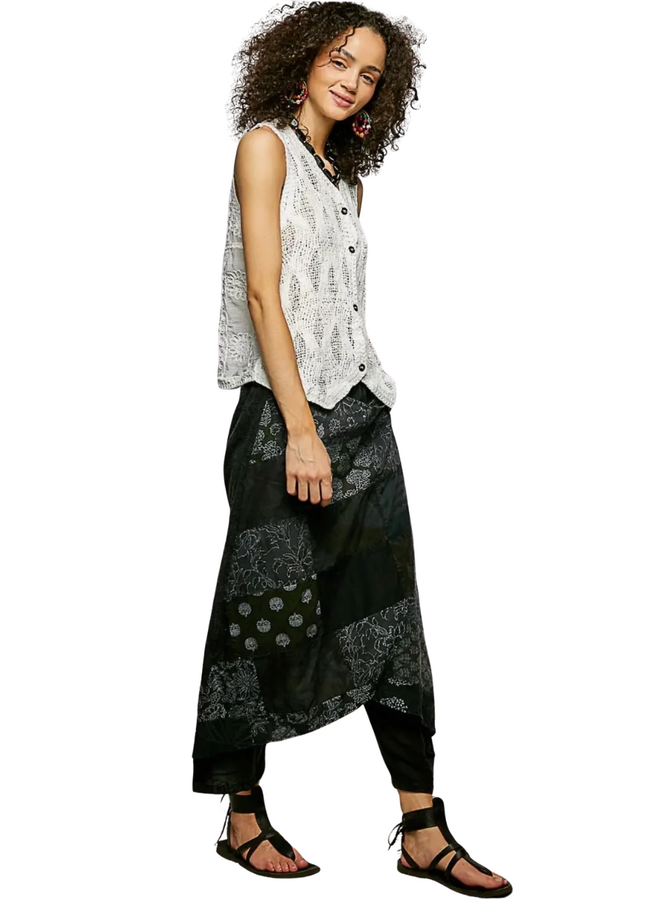 Boho Patchwork Crop Wrap Pant