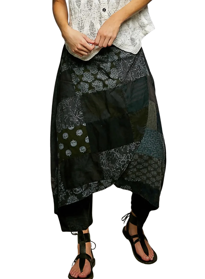 Boho Patchwork Crop Wrap Pant