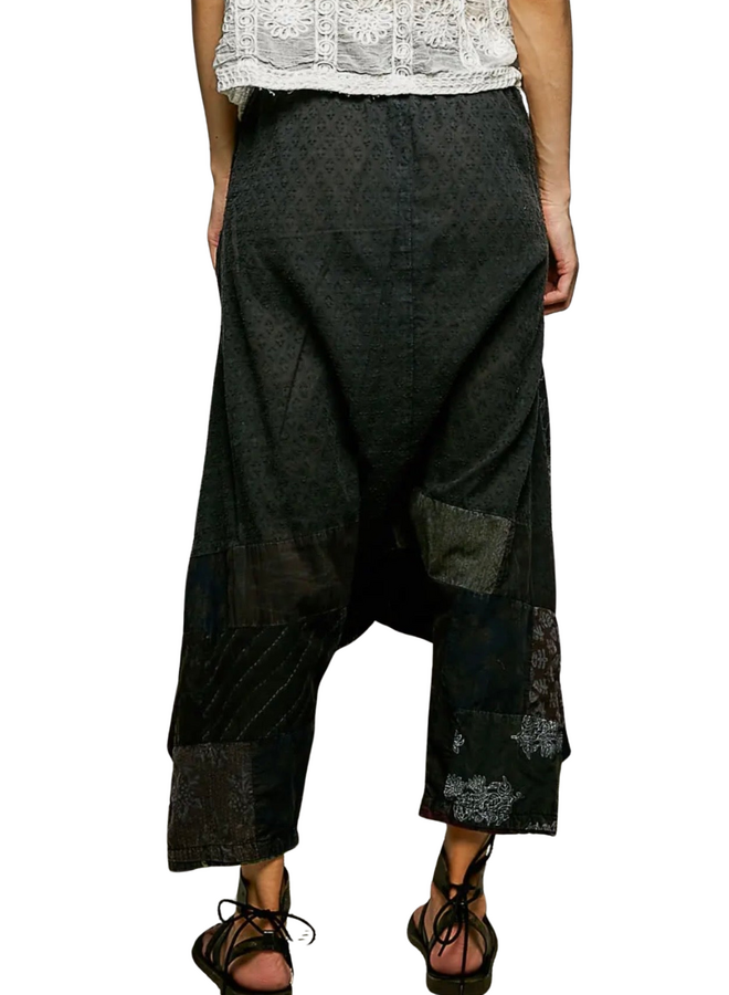 Boho Patchwork Crop Wrap Pant