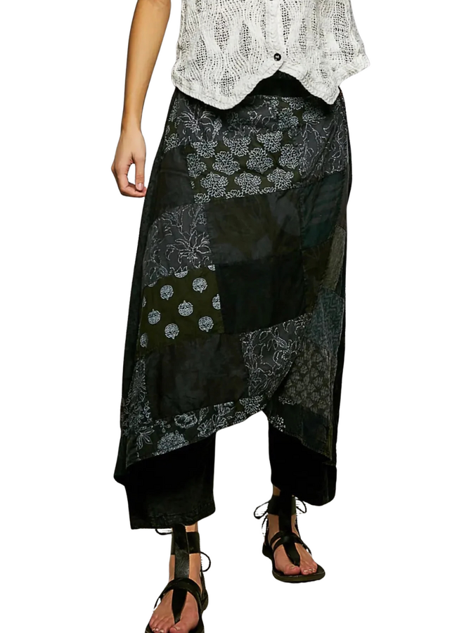 Boho Patchwork Crop Wrap Pant