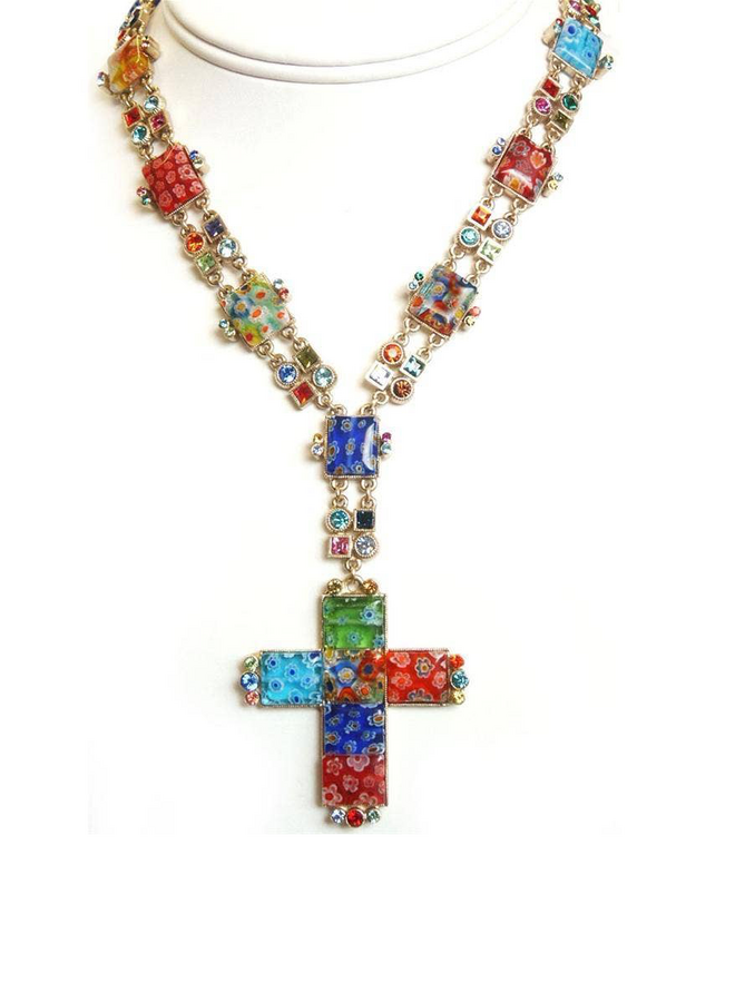 Sweet Romance Millefiori Cross Necklace