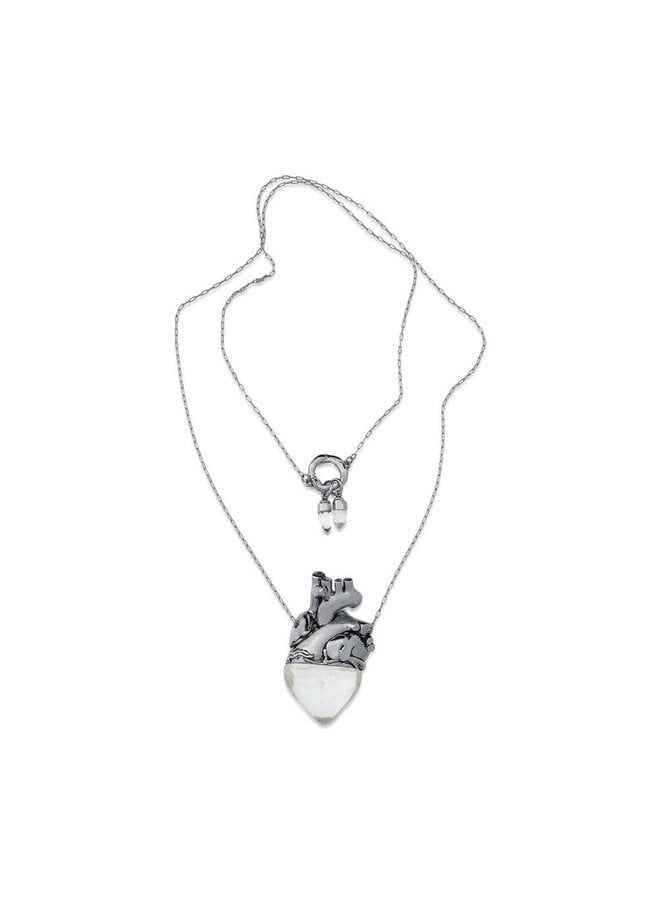 Maria Dolores Vital Heart Necklace in Silver Crystal