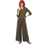 Bryn Walker Long Full Linen Pant in Jasper Green