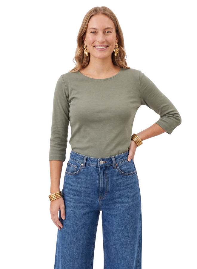 Bryn Walker 3/4 Sleeve Ribbed Tee in Light Green