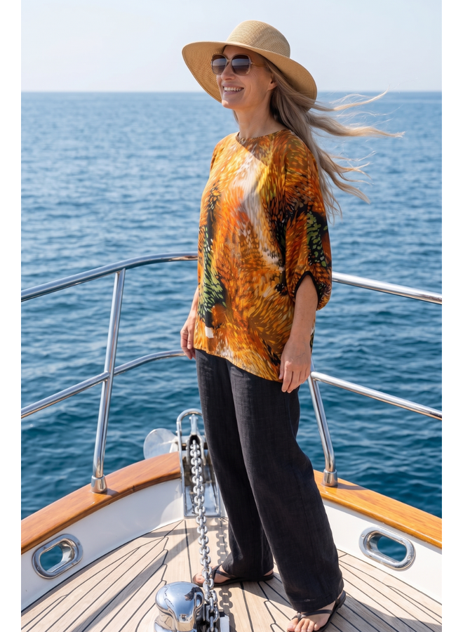 Bryn Walker Printed Wilder Satin Tunic in Cream