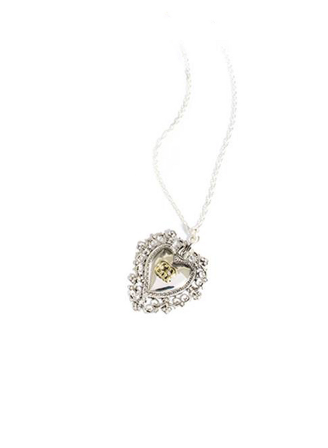 VSA Grazie E Recevuto Heart Charm Necklace in Silver