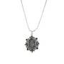 VSA San Benito Oval Charm Necklace in Silver & Greige Quartz