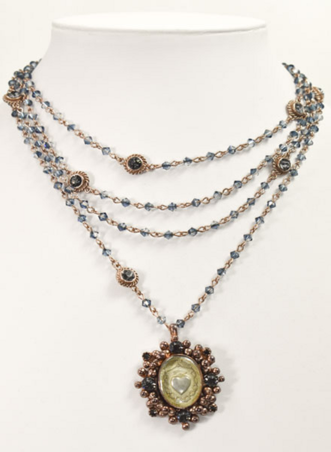 Virgins Saints & Angels Sacred Heart Magdalena Necklace in Montana Blue