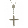 Resurrection Crystal Cross Rosary Necklace in Silver & Pacific Opal