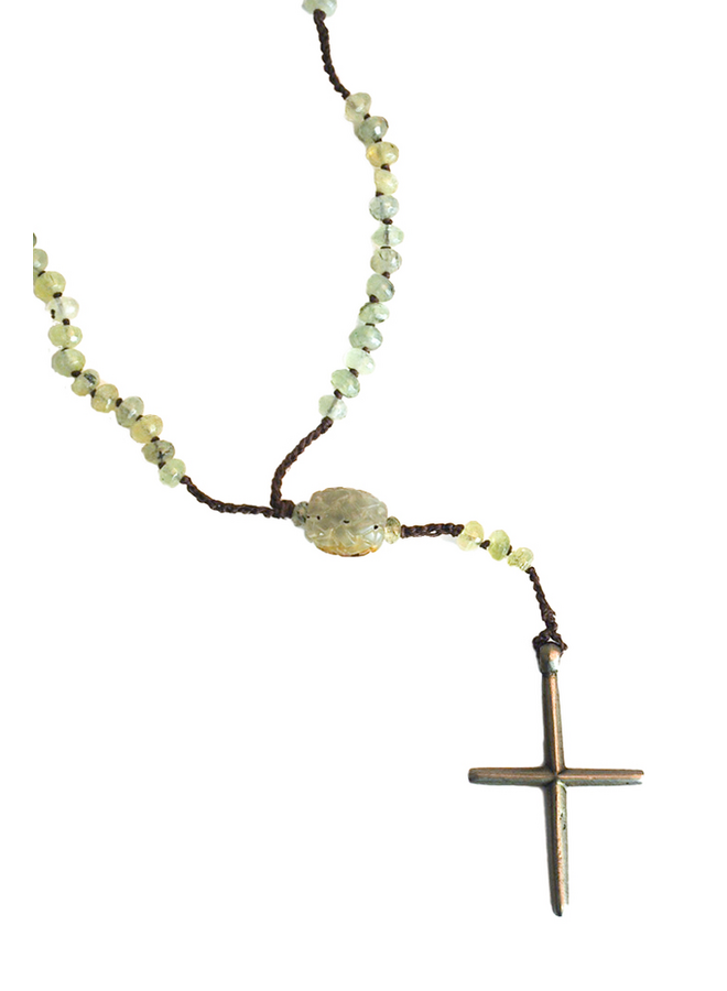 Designer Cheryl Dufault's Prehnite Carved Jade Cross Necklace