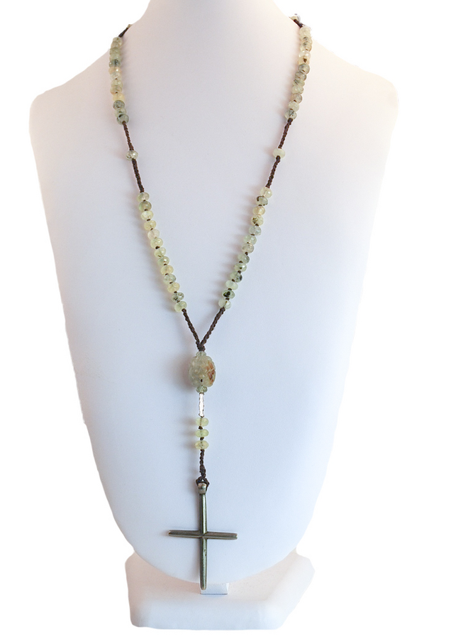 Designer Cheryl Dufault's Prehnite Carved Jade Cross Necklace