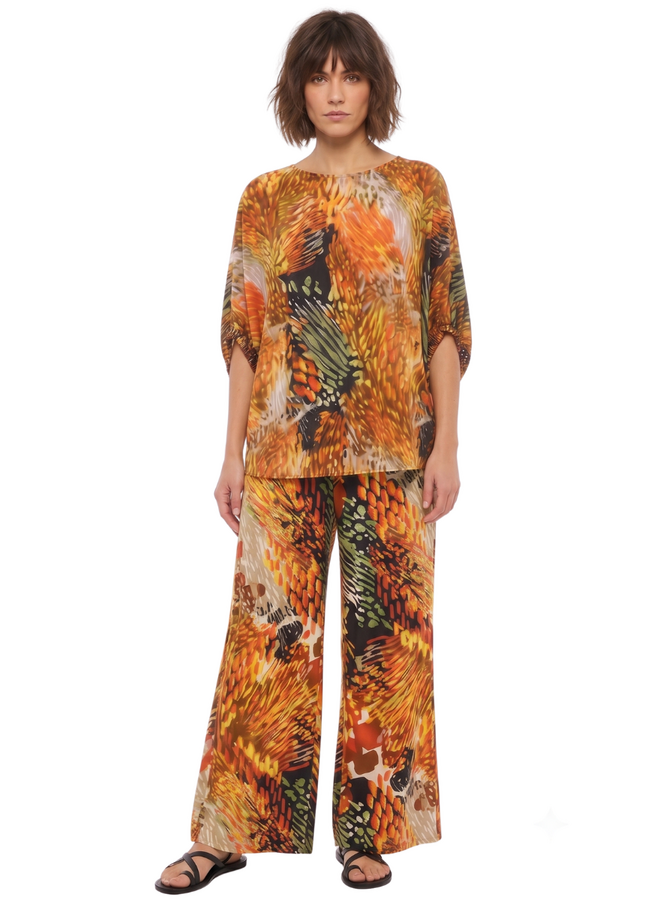 Bryn Walker Printed Osca Satin Pant in Cream