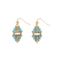 Beaded Astoria Drop Earrings in Green/Aqua