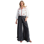 Ruffle Hem Wide Leg Pants in Black Denim