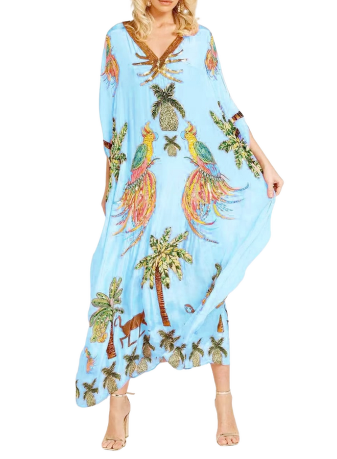 Tropical Mumu Cover-up in Sky Blue
