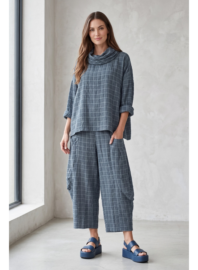 Gerties Double Pocket Seersucker Pant in Dusty Blue