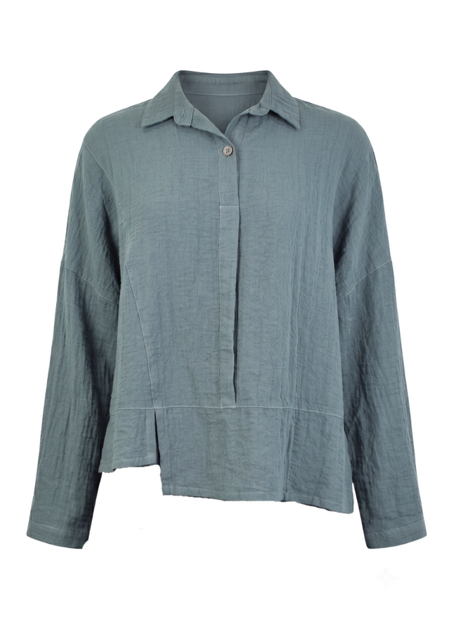 Gerties Half Placket Shirt in Dusty Blue