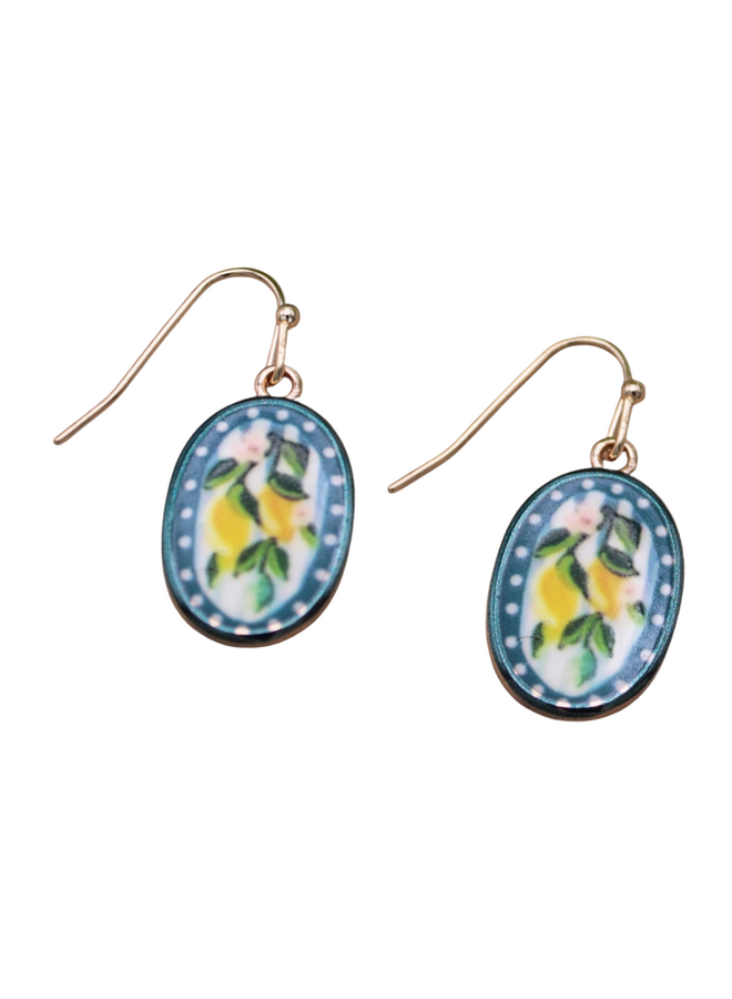 Lemon Branch Oval Earrings