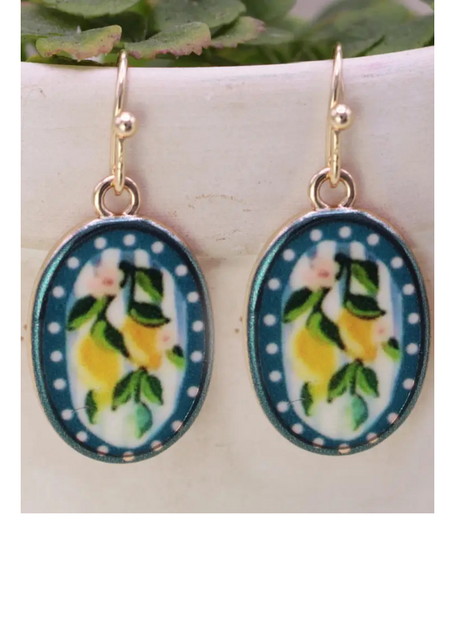 Lemon Branch Oval Earrings