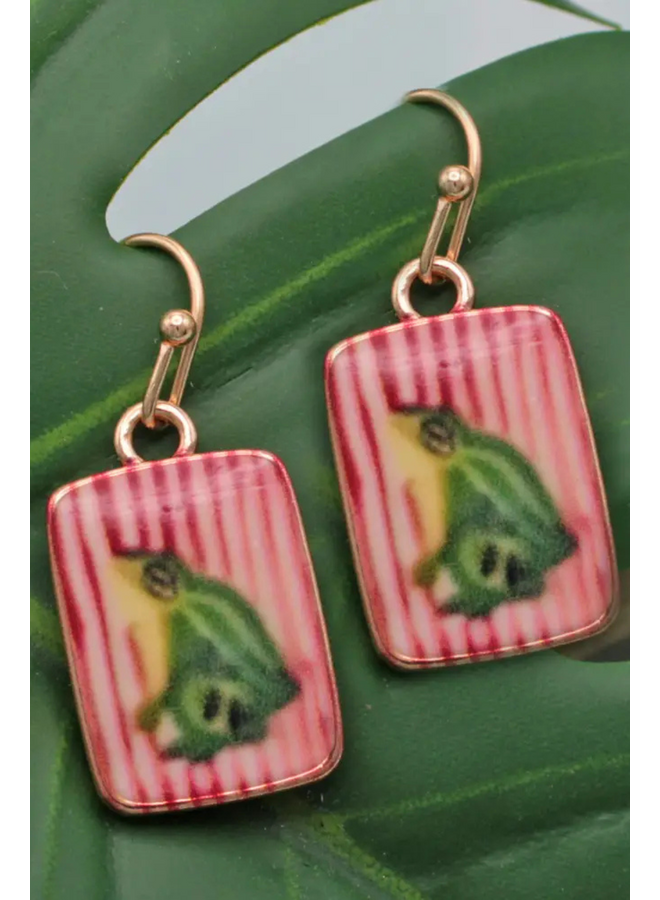 Striped Frog Earrings