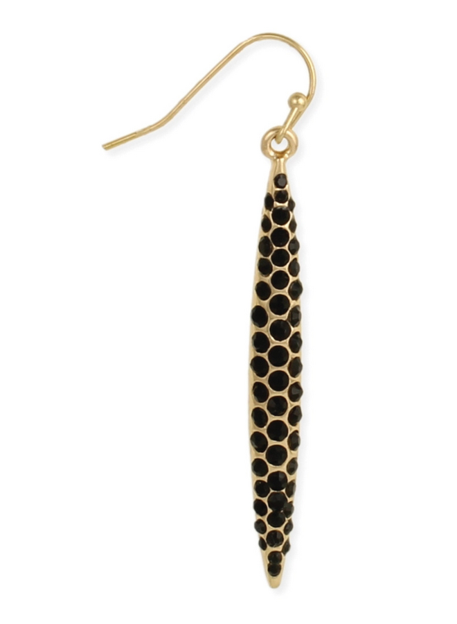 Gold & Black Crystal Dagger Earrings