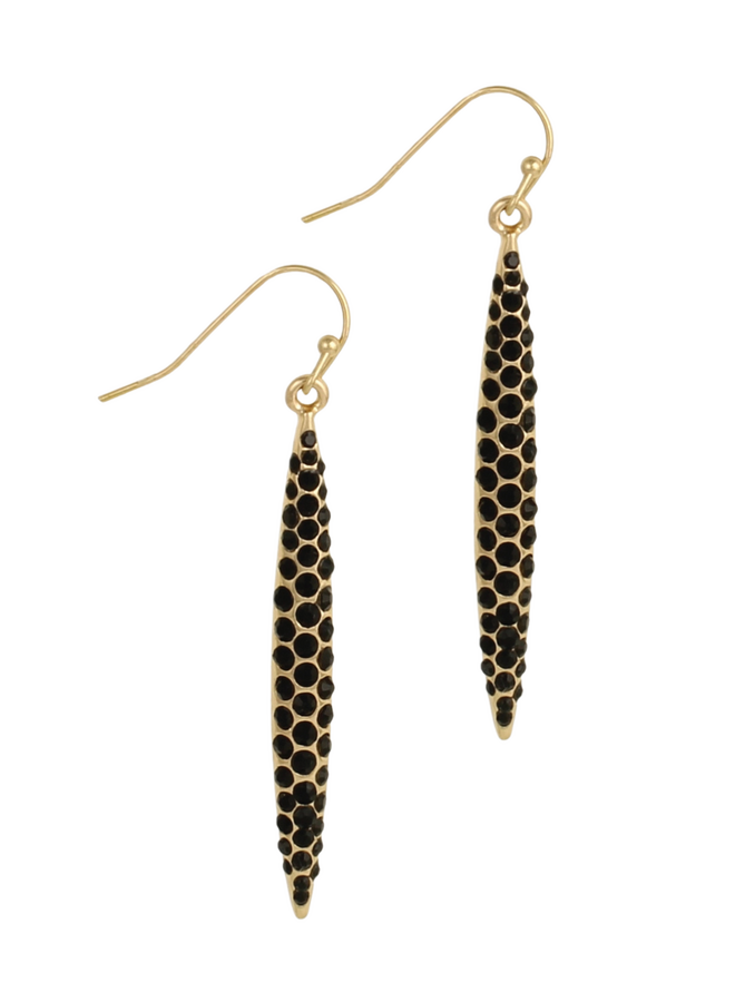 Gold & Black Crystal Dagger Earrings