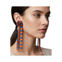 Gameday Pompom Drop Earrings in Blue & Orange