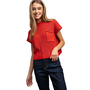 Ribbed Sweater Pocket Top in Red