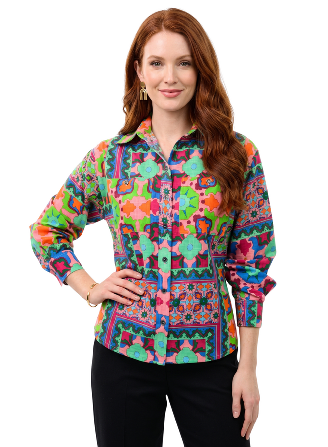 Ivy Jane Patch Print Camp Shirt