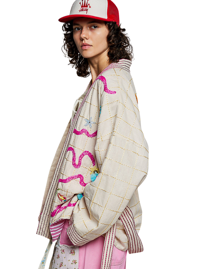Boho Beaded Embroidered Sun Kimono