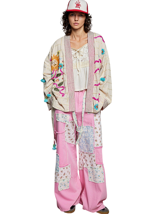 Boho Beaded Embroidered Sun Kimono
