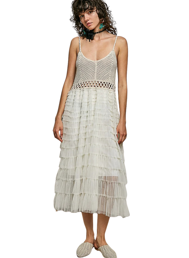 Crochet Tulle Ruffle Dress