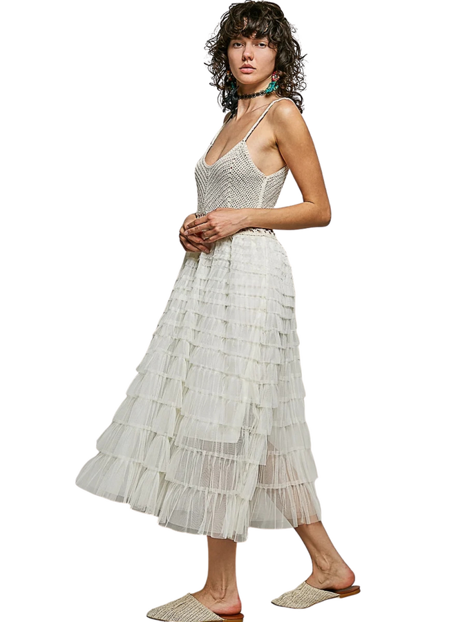 Crochet Tulle Ruffle Dress