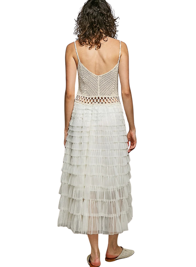Crochet Tulle Ruffle Dress