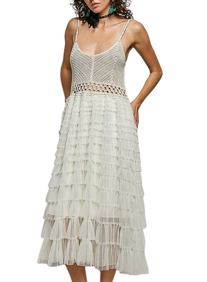 Crochet Tulle Ruffle Dress